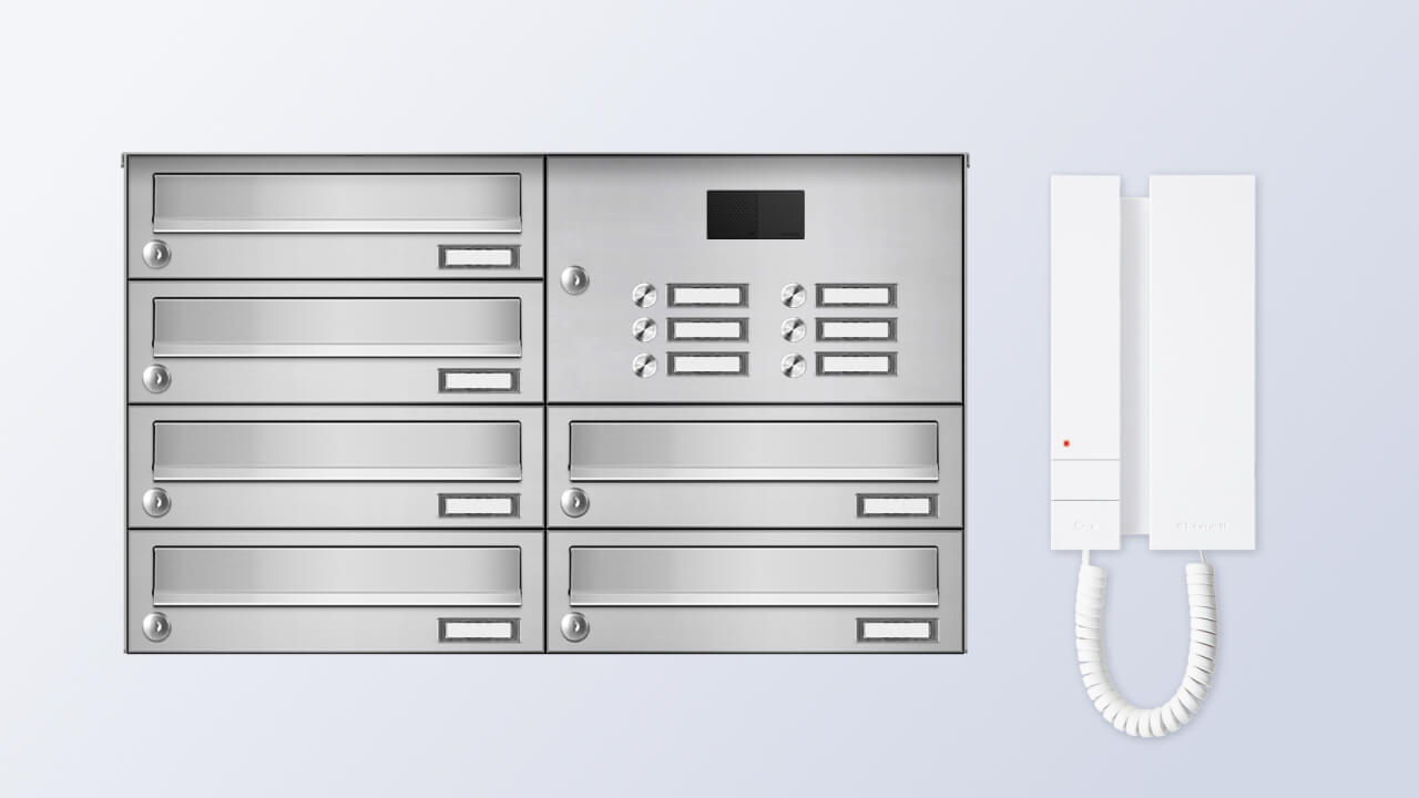 Edelstahl Briefkastenanlage mit Audio-Gegensprechanlage-Set