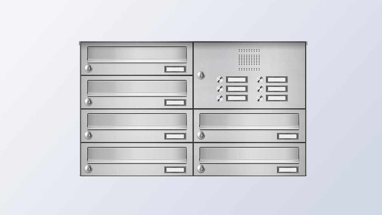 Edelstahl Briefkastenanlage mit Sprechsieb und Klingeltastern