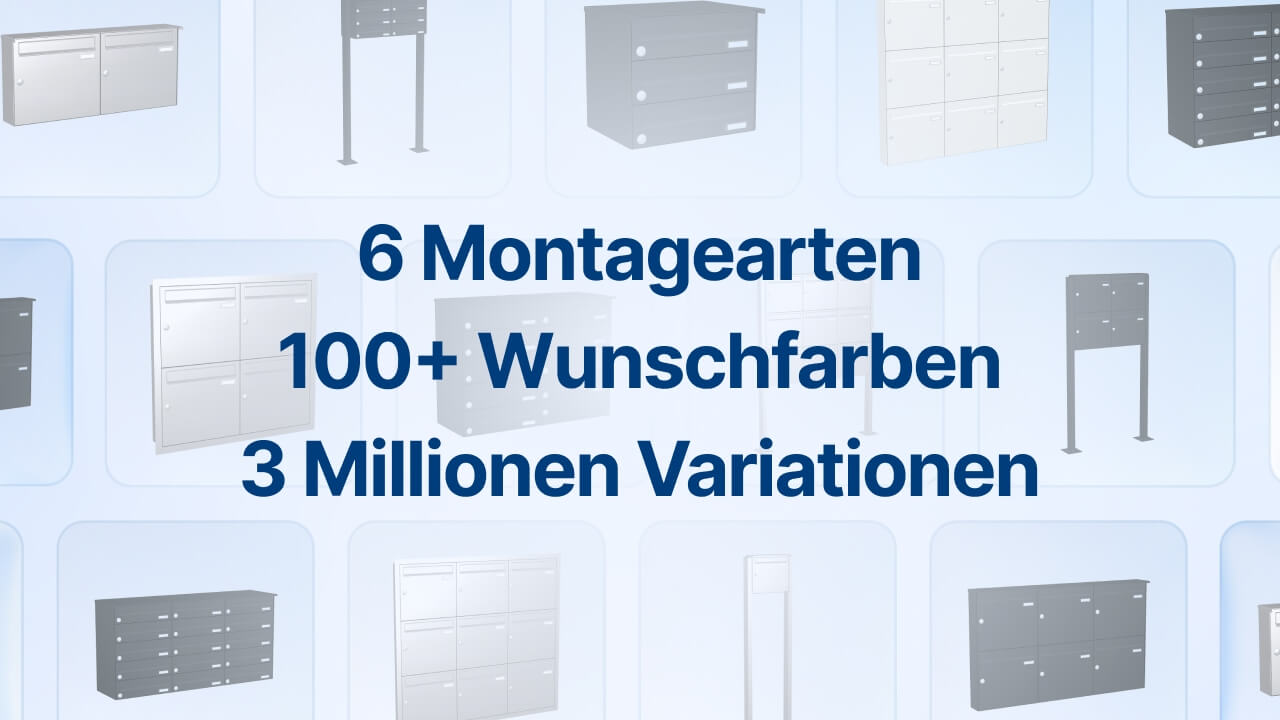 Briefkastenanlage in individueller Konfiguration, Farbe, Montage und vieles mehr