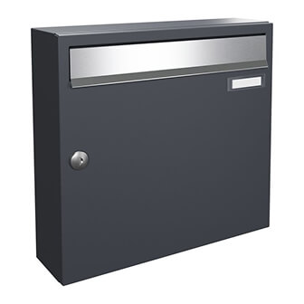 KNOBLOCH Briefkasten zur Wandmontage in Anthrazit mit Edelstahl Einwurfklappe