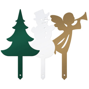 KNOBLOCH weihnachtliche Gartenstecker in den Motiven Engel, Tanne, Schneemann in verschiedenen Farben für den Hauseingang und Garten