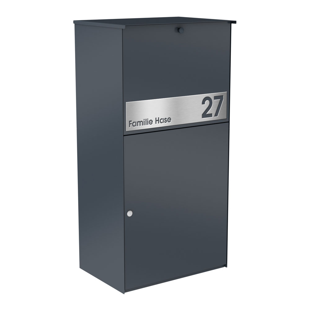 Paketbox KNOBOX PRO 10 | XL-Paketkasten für viele Pakete | für alle Lieferdienste | Anthrazit | mit Beschriftungsblende