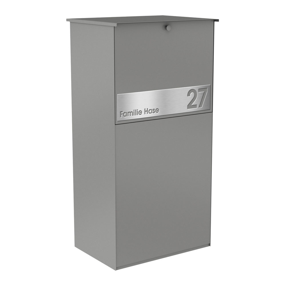 Paketbox KNOBOX PRO 10Z | XL-Paketkasten für viele Pakete | für alle Lieferdienste | Grau | mit Beschriftungsblende