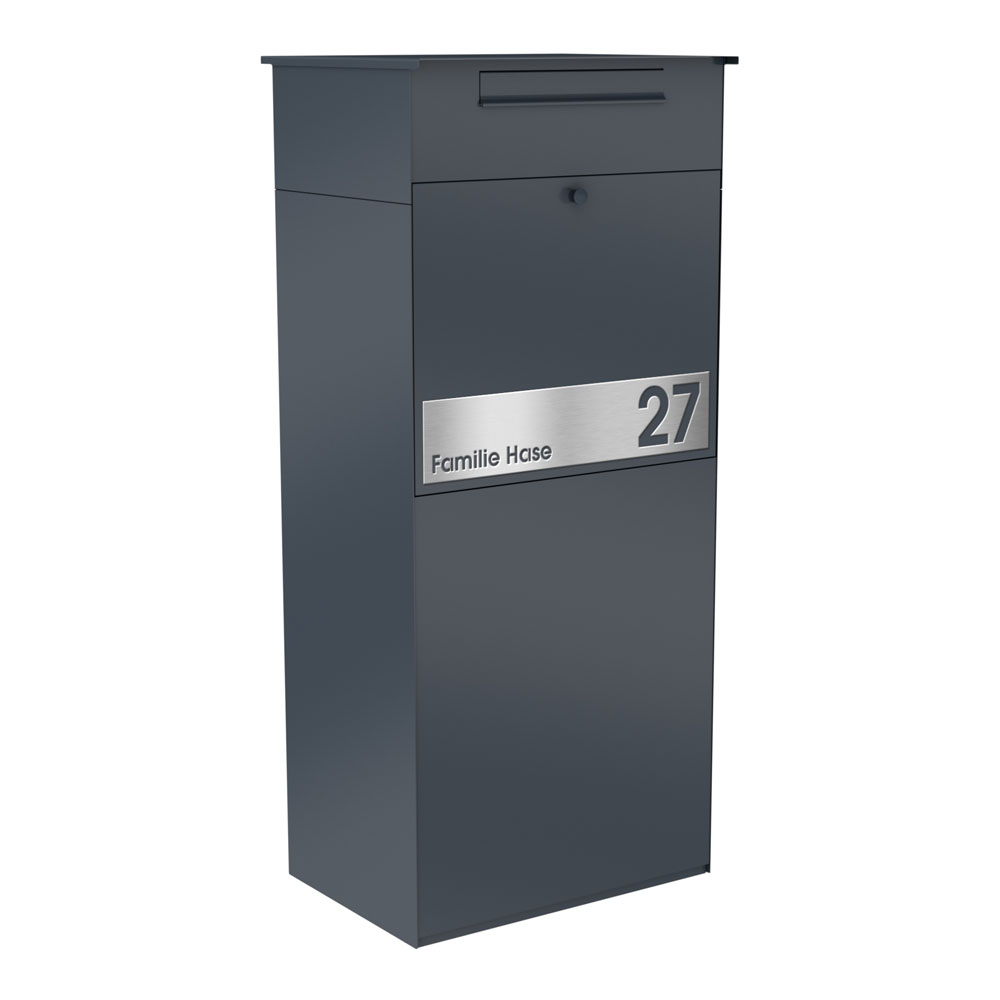 Paketbox KNOBOX PRO 11Z | XL-Paketkasten für viele Pakete | für alle Lieferdienste | Anthrazit | mit Beschriftungsblende