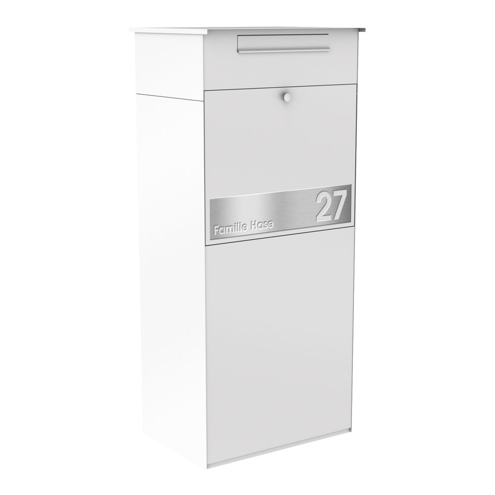 Paketbox KNOBOX PRO 11Z | XL-Paketkasten für viele Pakete | für alle Lieferdienste | Weiß | mit Beschriftungsblende