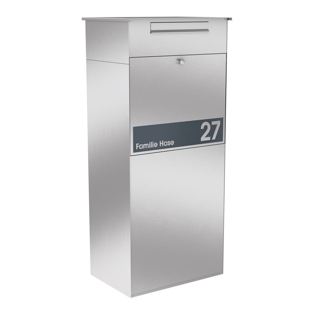 Paketbox KNOBOX PRO 11Z | XL-Paketkasten für viele Pakete | für alle Lieferdienste | Edelstahl | mit Beschriftungsblende