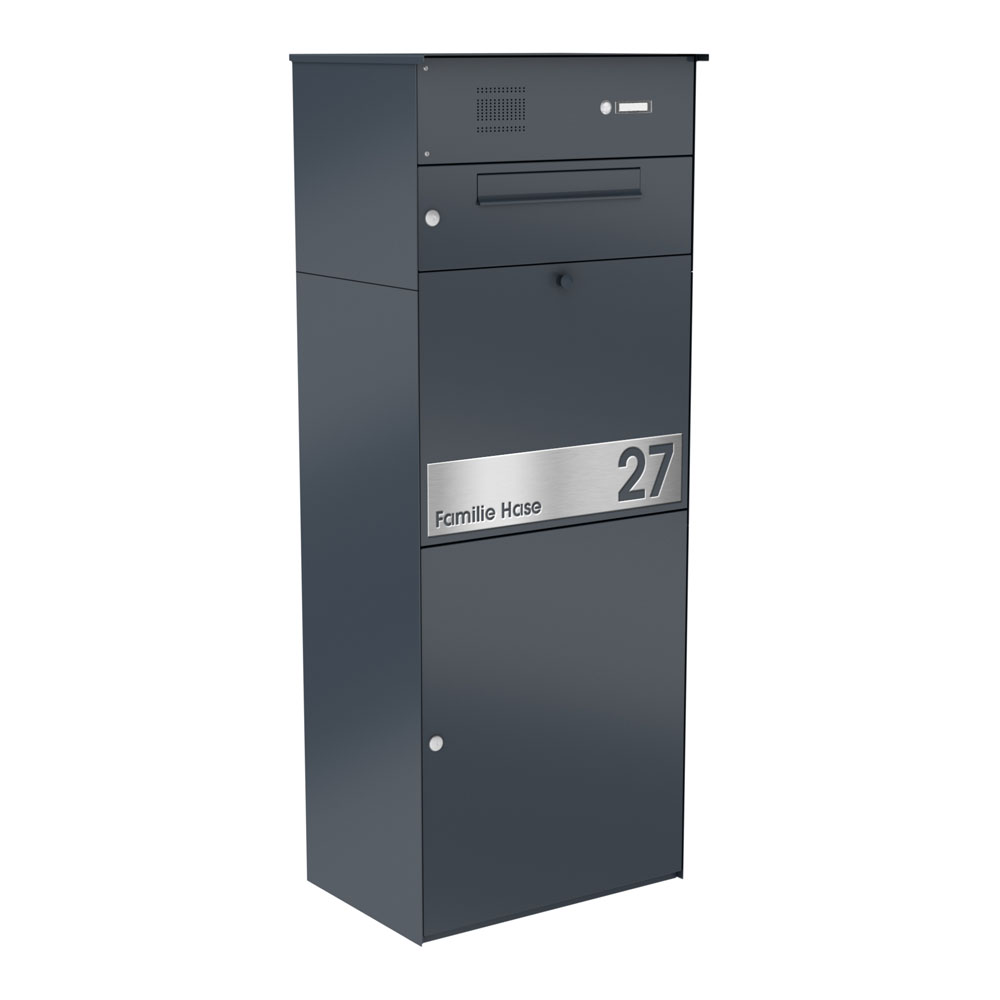 Paketbox KNOBOX PRO 12 | XL-Paketkasten für viele Pakete | für alle Lieferdienste | Anthrazit | mit Beschriftungsblende