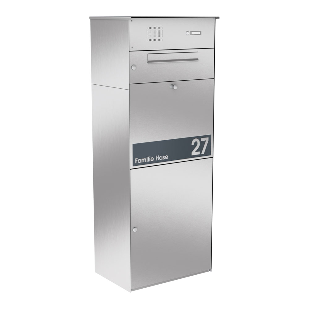 Paketbox KNOBOX PRO 12 | XL-Paketkasten für viele Pakete | für alle Lieferdienste | Edelstahl | mit Beschriftungsblende