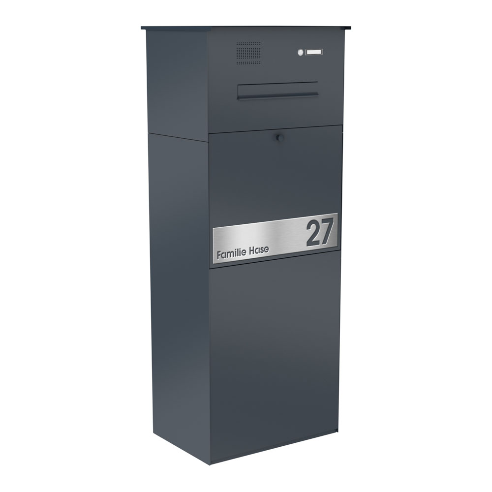 Paketbox KNOBOX PRO 12Z | XL-Paketkasten für viele Pakete | für alle Lieferdienste | Anthrazit | mit Beschriftungsblende