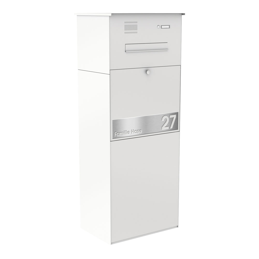 Paketbox KNOBOX PRO 12Z | XL-Paketkasten für viele Pakete | für alle Lieferdienste | Weiß | mit Beschriftungsblende