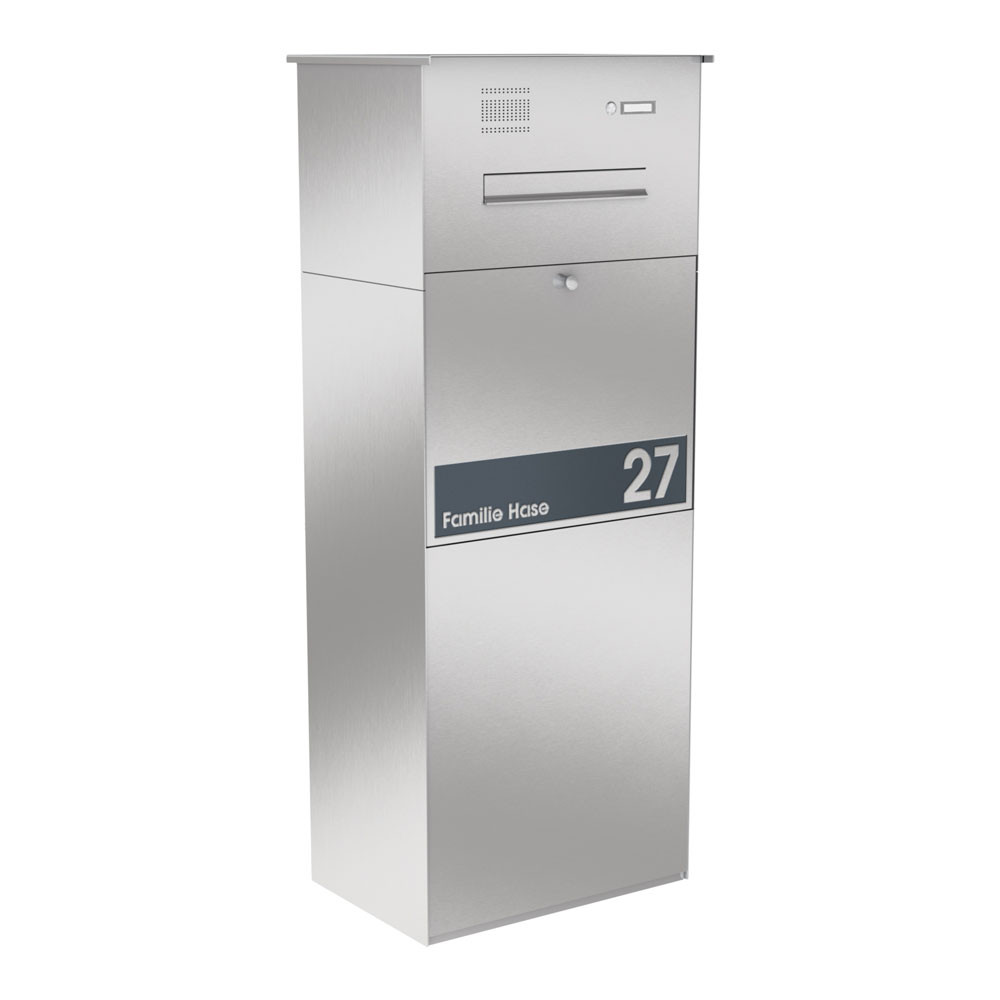 Paketbox KNOBOX PRO 12Z | XL-Paketkasten für viele Pakete | für alle Lieferdienste | Edelstahl | mit Beschriftungsblende