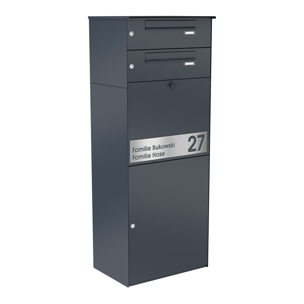 Paketbox KNOBOX PRO 13 | XL-Paketkasten für viele Pakete | für alle Lieferdienste | Anthrazit | mit Beschriftungsblende