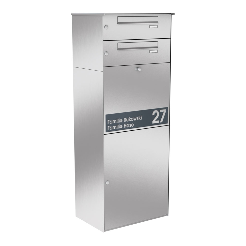 Paketbox KNOBOX PRO 13 | XL-Paketkasten für viele Pakete | für alle Lieferdienste | Edelstahl | mit Beschriftungsblende