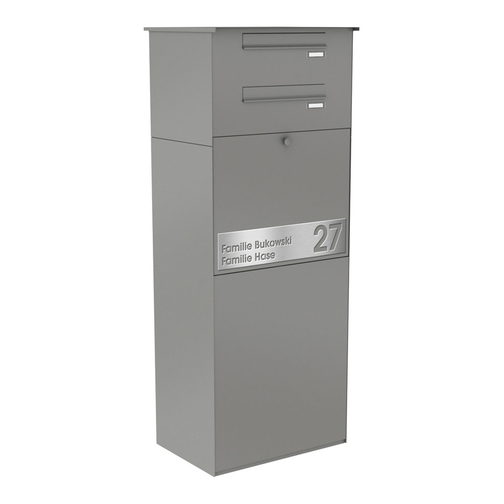 Paketbox KNOBOX PRO 13Z | XL-Paketkasten für viele Pakete | für alle Lieferdienste | Grau | mit Beschriftungsblende