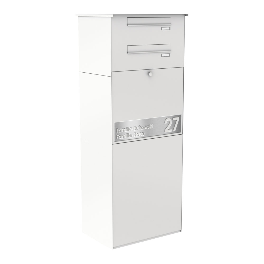 Paketbox KNOBOX PRO 13Z | XL-Paketkasten für viele Pakete | für alle Lieferdienste | Weiß | mit Beschriftungsblende