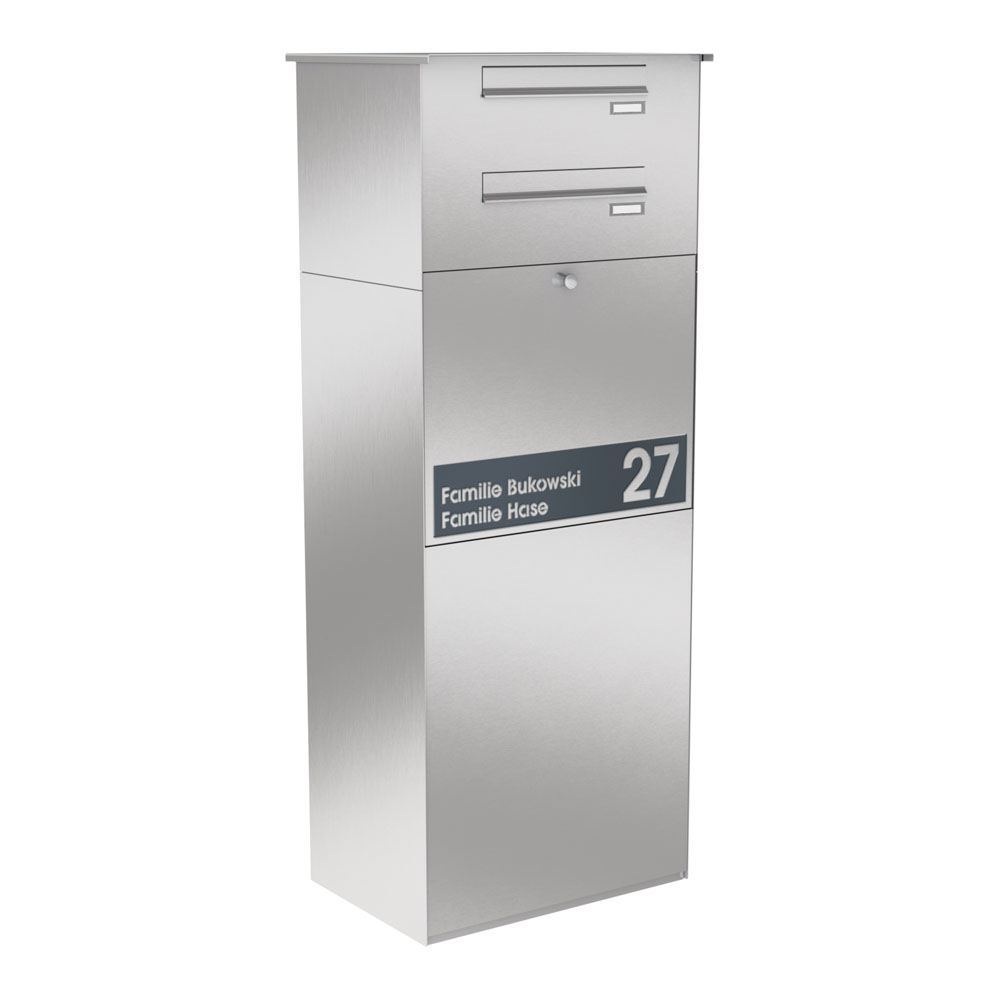 Paketbox KNOBOX PRO 13Z | XL-Paketkasten für viele Pakete | für alle Lieferdienste | Edelstahl | mit Beschriftungsblende