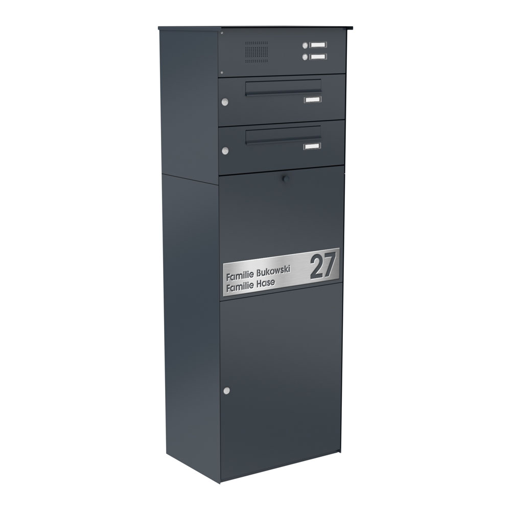 Paketbox KNOBOX PRO 14 | XL-Paketkasten für viele Pakete | für alle Lieferdienste | Anthrazit | mit Beschriftungsblende