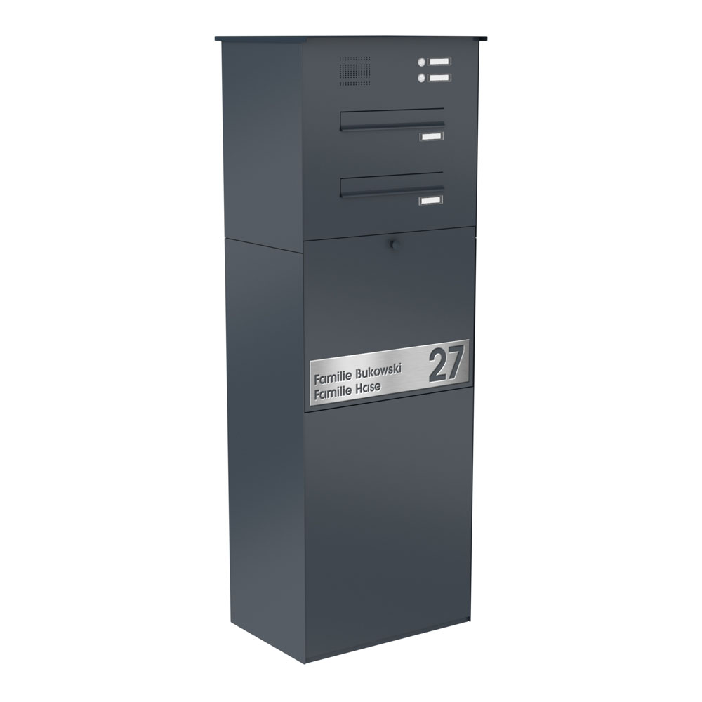 Paketbox KNOBOX PRO 14Z | XL-Paketkasten für viele Pakete | für alle Lieferdienste | Anthrazit | mit Beschriftungsblende