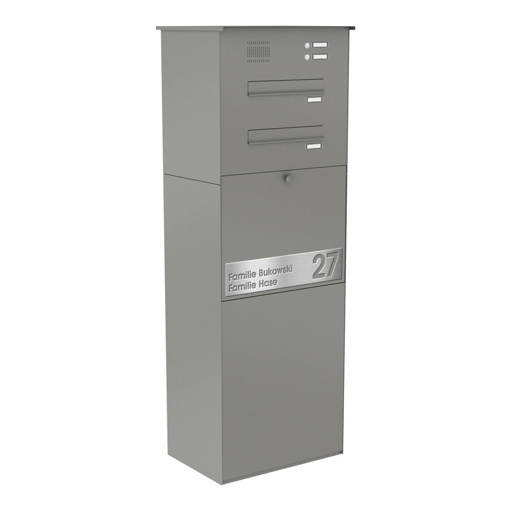 Paketbox KNOBOX PRO 14Z | XL-Paketkasten für viele Pakete | für alle Lieferdienste | Grau | mit Beschriftungsblende