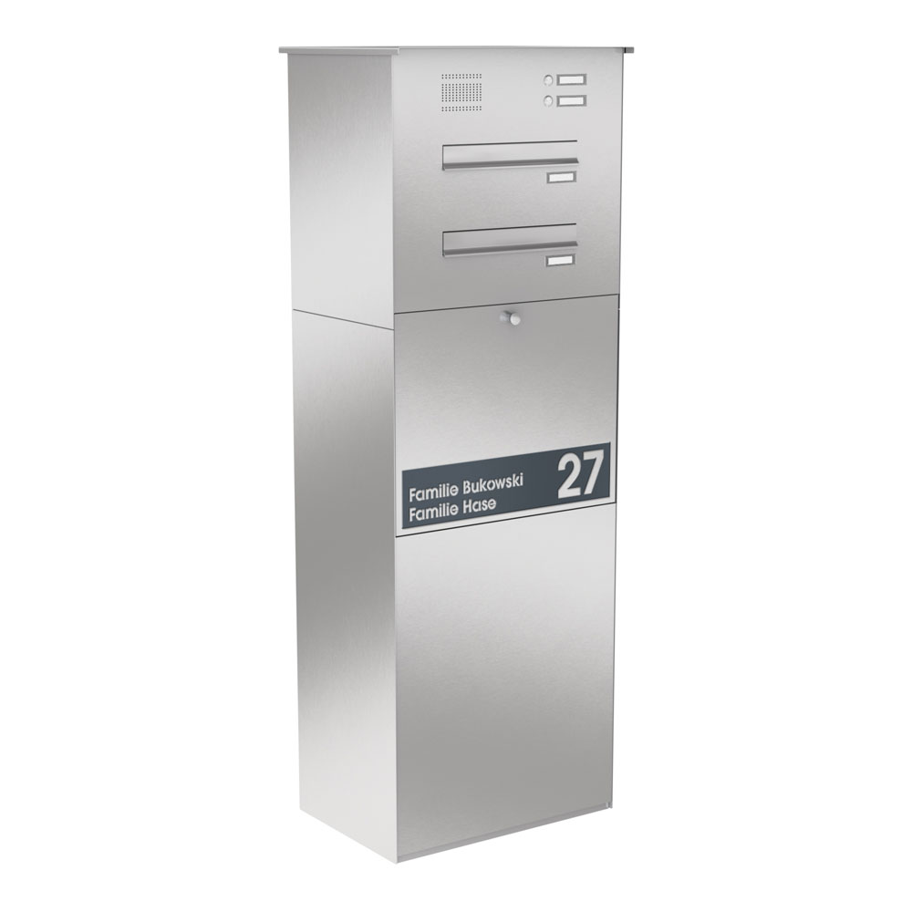 Paketbox KNOBOX PRO 14Z | XL-Paketkasten für viele Pakete | für alle Lieferdienste | Edelstahl | mit Beschriftungsblende