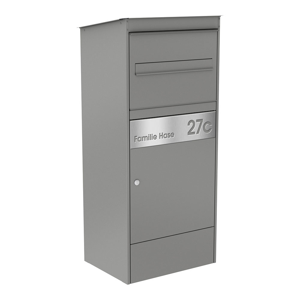 Paketbox | JASPER XL | Grau | 1-Fach | Ein Briefkasten | Paketkasten | Beschriftungsblende