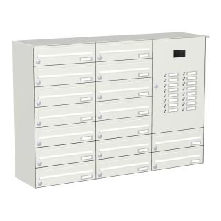 Briefkastenanlage | Aufputz | Weiß | 16-Fach | Videoanlage | horizontal