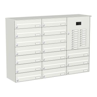 Briefkastenanlage | Aufputz | Weiß | 17-Fach | Videoanlage | horizontal