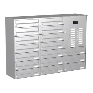 Briefkastenanlage | Aufputz | Edelstahl | 17-Fach | Videoanlage | horizontal