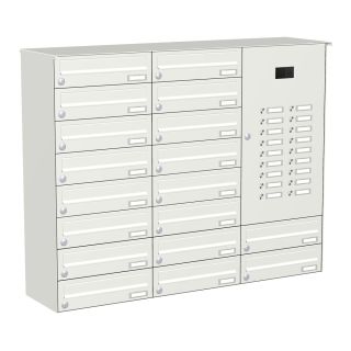 Briefkastenanlage | Aufputz | Weiß | 18-Fach | Videoanlage | horizontal