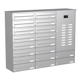 Briefkastenanlage | Aufputz | Edelstahl | 18-Fach | Videoanlage | horizontal