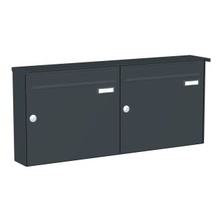 Briefkastenanlage | Aufputz | Anthrazit | 2-Fach | senkrechte Kästen