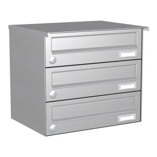 Briefkastenanlage | Aufputz | Edelstahl | 3-Fach | waagerechte Kästen