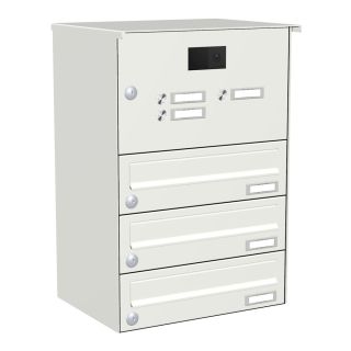 Briefkastenanlage | Aufputz | Weiß | 3-Fach | Videoanlage | horizontal