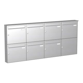 Briefkastenanlage | Aufputz | Edelstahl | 7-Fach | senkrechte Kästen