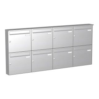 Briefkastenanlage | Aufputz | Edelstahl | 8-Fach | senkrechte Kästen