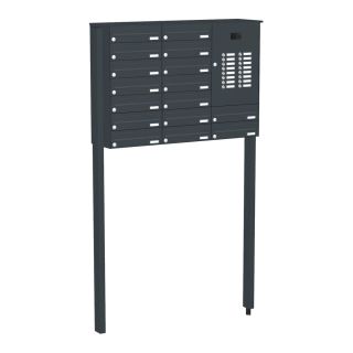 Briefkastenanlage | Freistehend zum Einbetonieren | RAL nach Wahl | 16-Fach | Videoanlage | horizontal