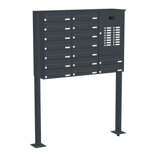 Briefkastenanlage | Freistehend zum Aufschrauben | RAL nach Wahl | 16-Fach | Videoanlage | horizontal