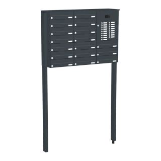 Briefkastenanlage | Freistehend zum Einbetonieren | RAL nach Wahl | 17-Fach | Videoanlage | horizontal