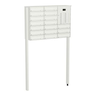 Briefkastenanlage | Freistehend zum Einbetonieren | Weiß | 17-Fach | Videoanlage | horizontal