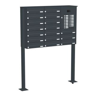 Briefkastenanlage | Freistehend zum Aufschrauben | RAL nach Wahl | 17-Fach | Videoanlage | horizontal