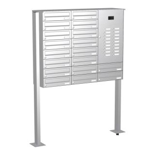 Briefkastenanlage | Freistehend zum Aufschrauben | Edelstahl | 18-Fach | Videoanlage | horizontal