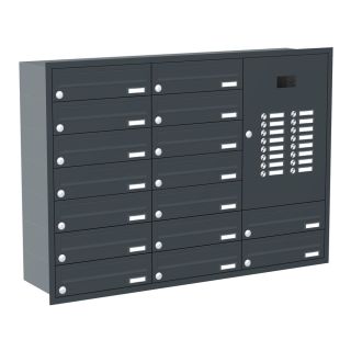 Briefkastenanlage | Unterputz | Anthrazit | 16-Fach | Videoanlage | horizontal