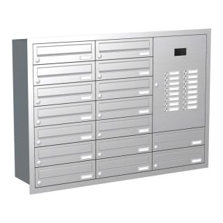 Briefkastenanlage | Unterputz | Edelstahl | 16-Fach | Videoanlage | horizontal