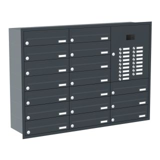 Briefkastenanlage | Unterputz | Anthrazit | 17-Fach | Videoanlage | horizontal