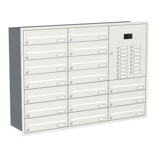 Briefkastenanlage | Unterputz | Weiß | 17-Fach | Videoanlage | horizontal