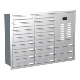 Briefkastenanlage | Unterputz | Edelstahl | 17-Fach | Videoanlage | horizontal