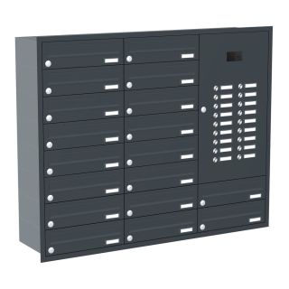 Briefkastenanlage | Unterputz | Anthrazit | 18-Fach | Videoanlage | horizontal