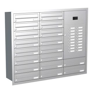 Briefkastenanlage | Unterputz | Edelstahl | 18-Fach | Videoanlage | horizontal