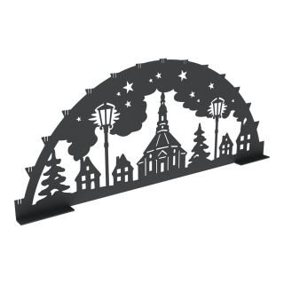 XXL Schwibbogen aus Metall | DSB1060 Erzgebirge-Motiv | Schwarz | für den Außenbereich