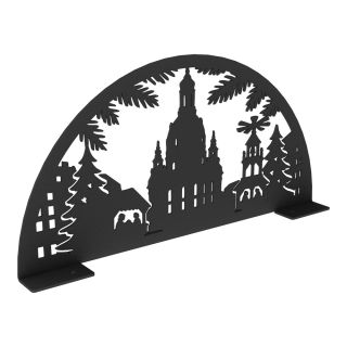 Schwibbogen aus Metall | DSB1150 Dresden-Motiv | Schwarz | 30 cm breit | für den Innenbereich